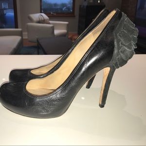L.A.M.B. Black Leather Heels