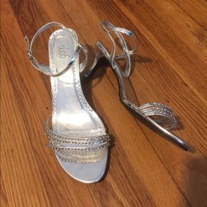 Silver gem studded high heels
