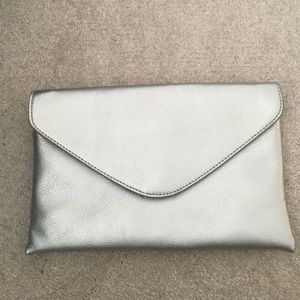 Silver J. Crew Clutch