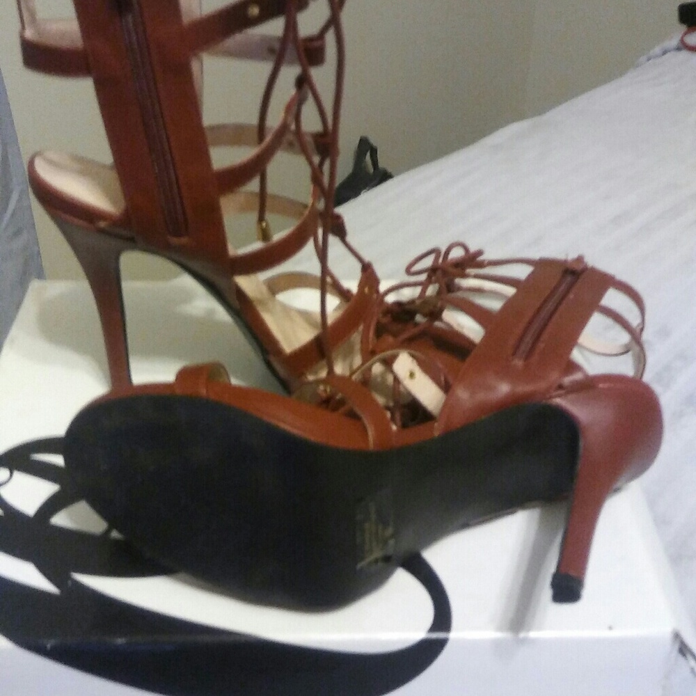 Dark Red Strappy Heels