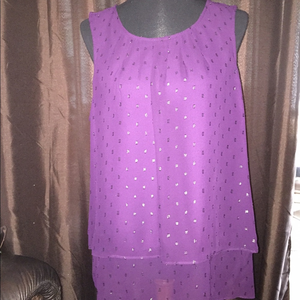 NWT Apt 9. Two Tier Purple Blouse, Size XLarge