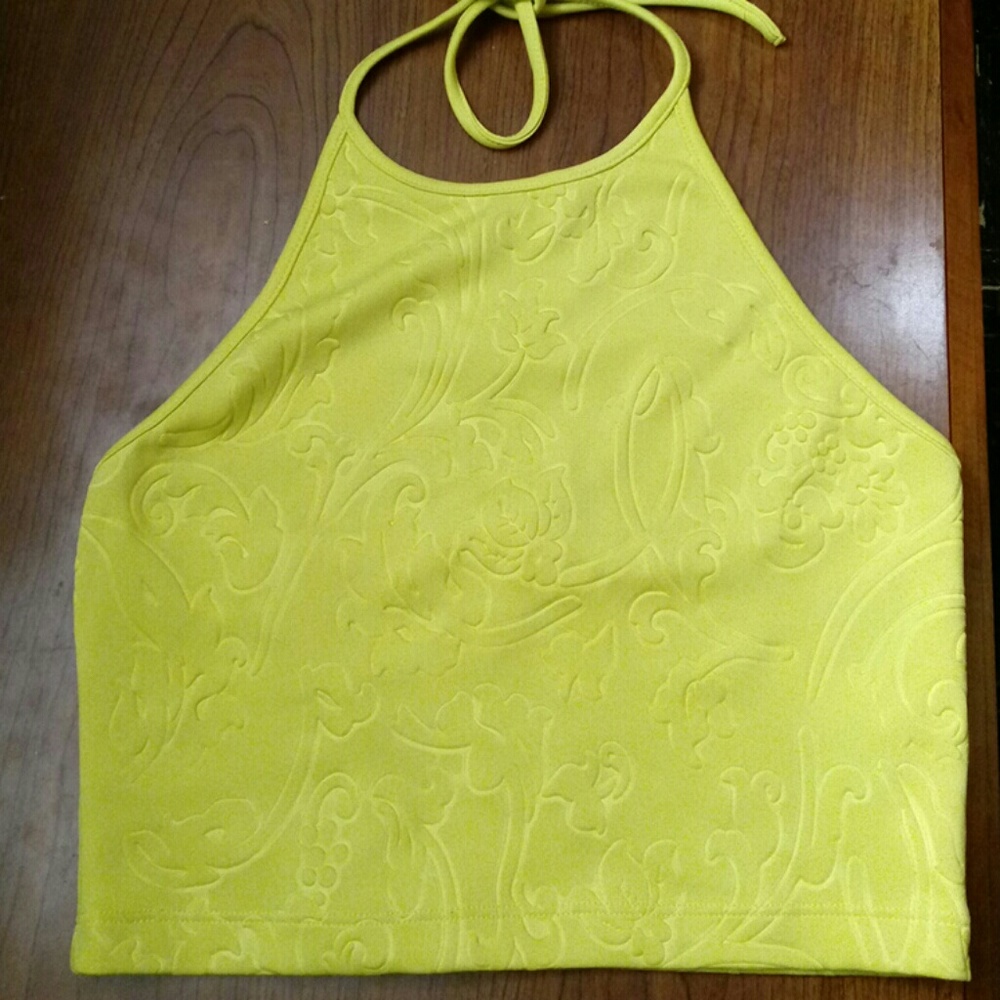 Neon yellow halter crop top size small