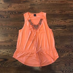 Beaded Peach Drawstring Tank