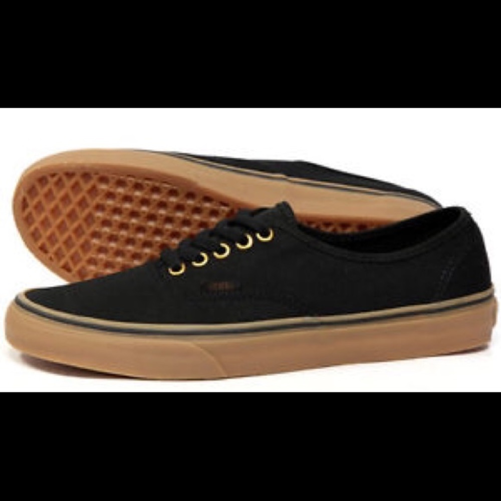 black vans with gold eyelets