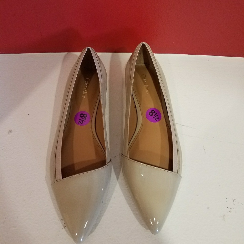 BRAND NEW - Calvin Klein Nude Patent Leather Flats