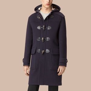 DAKS Designer Wool Hooded Duffel Toggle Coat