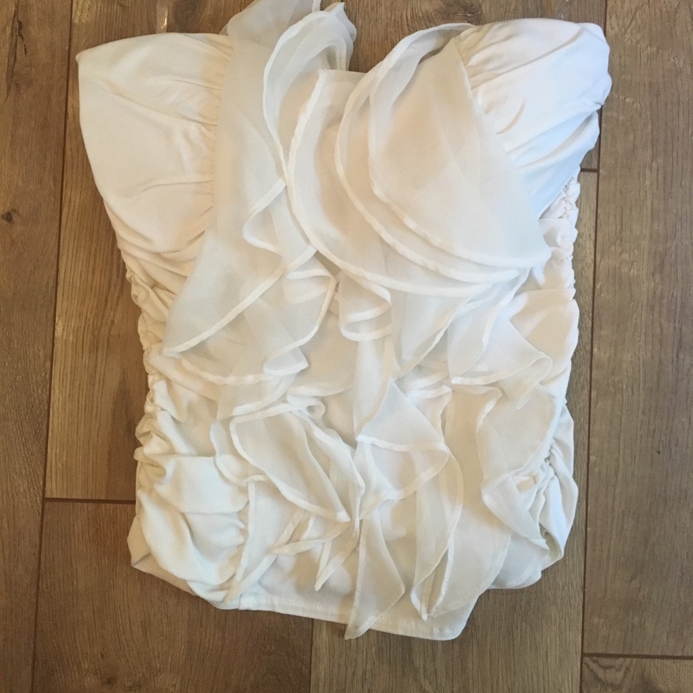 White cinched strapless top from Body Central