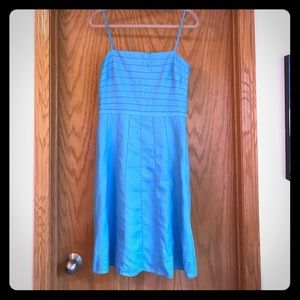 Ann Taylor Powder Blue 100% Linen A-Line Dress