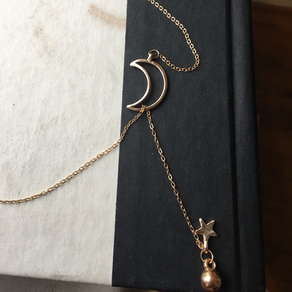Jewelry - Adjustable high low gold moon and star necklace