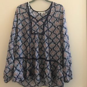 NWT Daniel Rainn Paisley Orange Blue Long Sleeve