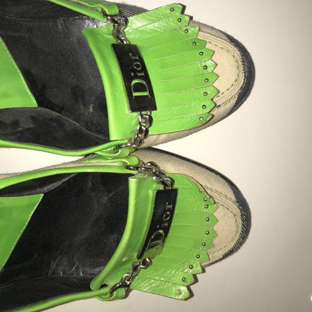 Dior Green Plaid Fringe Heels - Picture 8 of 8