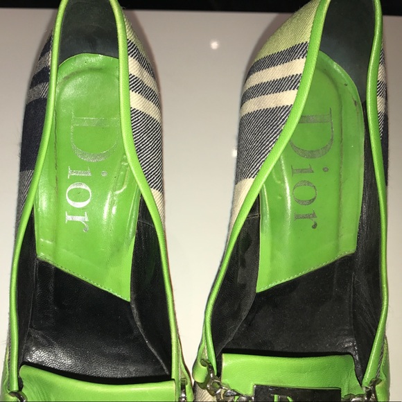Dior Green Plaid Fringe Heels - Picture 3 of 8
