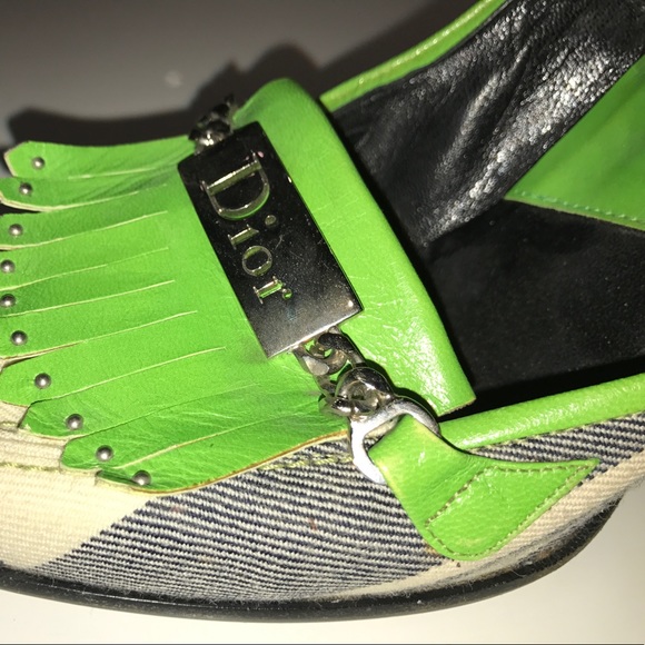 Dior Green Plaid Fringe Heels - Picture 7 of 8