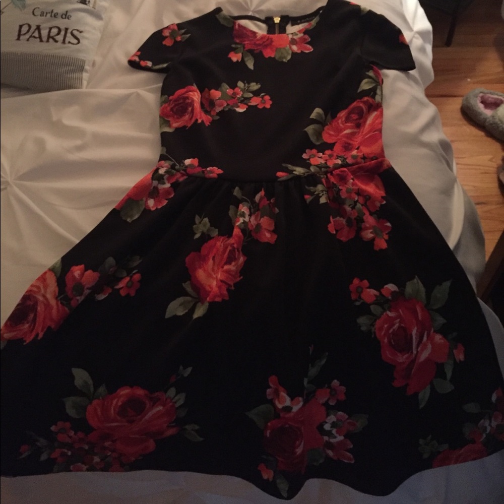 Black & Red Floral Dress