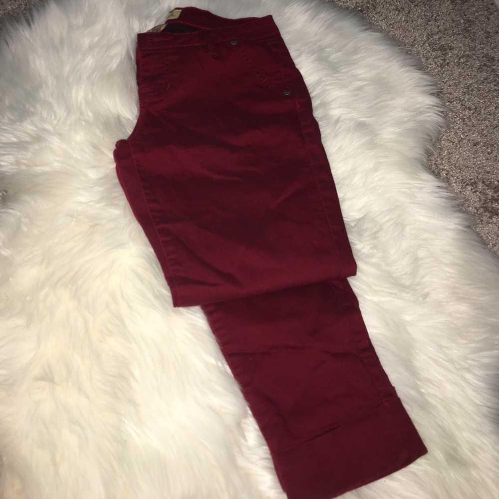 Red skinny jeans