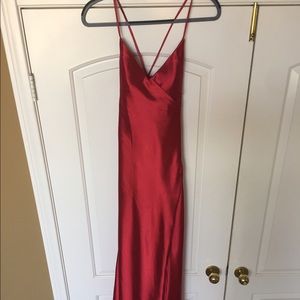 Red satin maxi dress