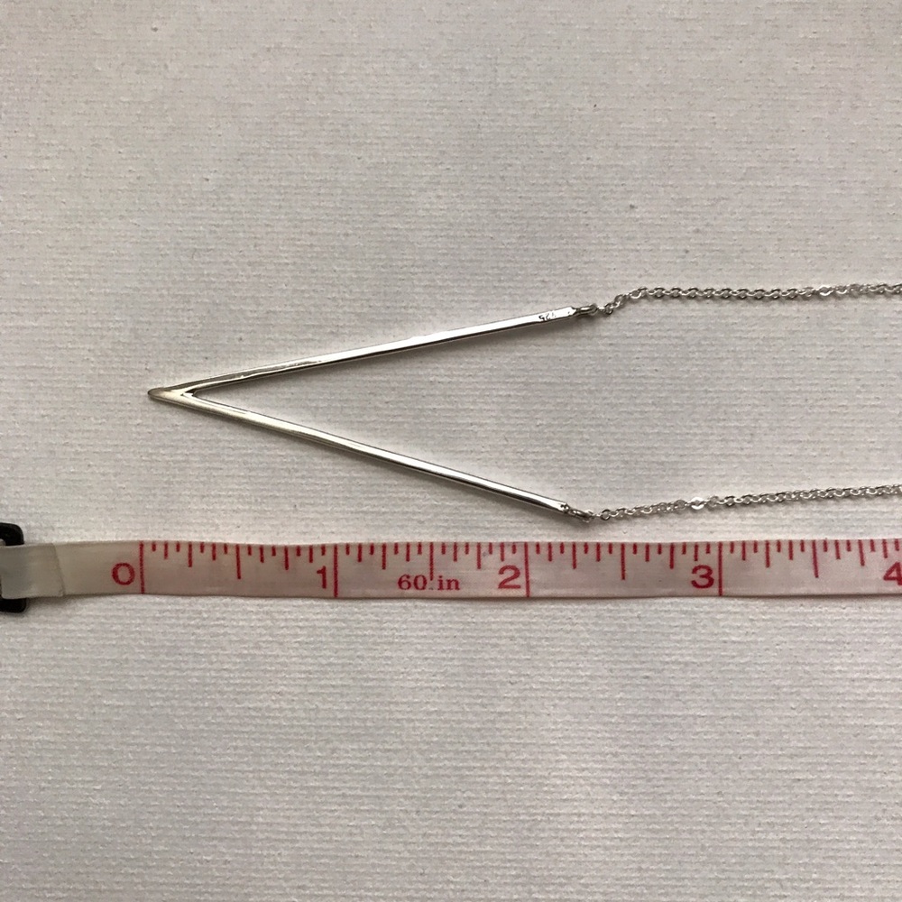 NEW Long Sterling Silver Deep V Necklace - Picture 7 of 8