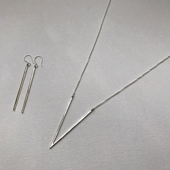 NEW Long Sterling Silver Deep V Necklace - Picture 3 of 8