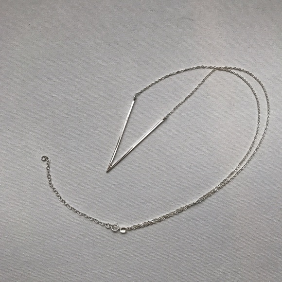 NEW Long Sterling Silver Deep V Necklace - Picture 4 of 8