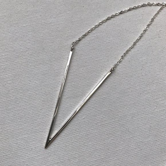 NEW Long Sterling Silver Deep V Necklace - Picture 5 of 8