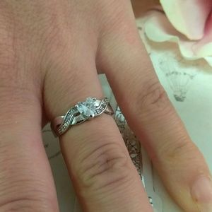 Genuine Solid Sterling Silver Engagement Ring