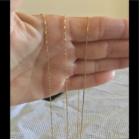 14k Solid Gold Twist Diamond Cut 18" Chain - Picture 3 of 3