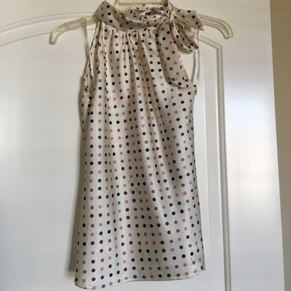 Tank top with bow tie neck