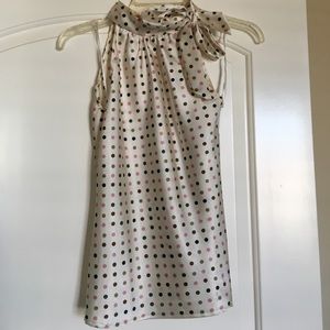 Tank top with bow tie neck