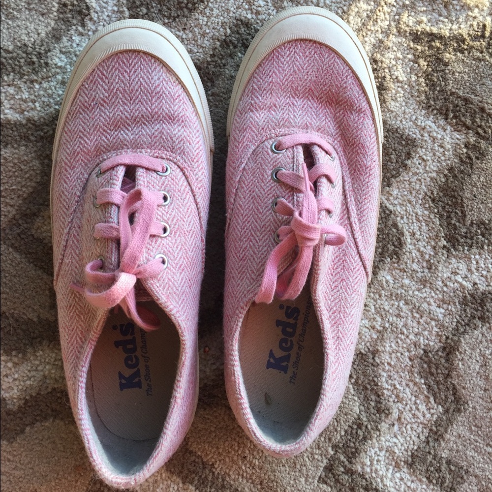 pink keds with chevron print
