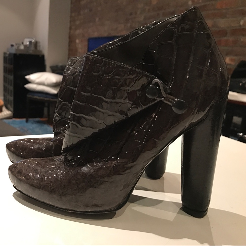 Louis Vuitton Crocodile Leather Booties - Olive