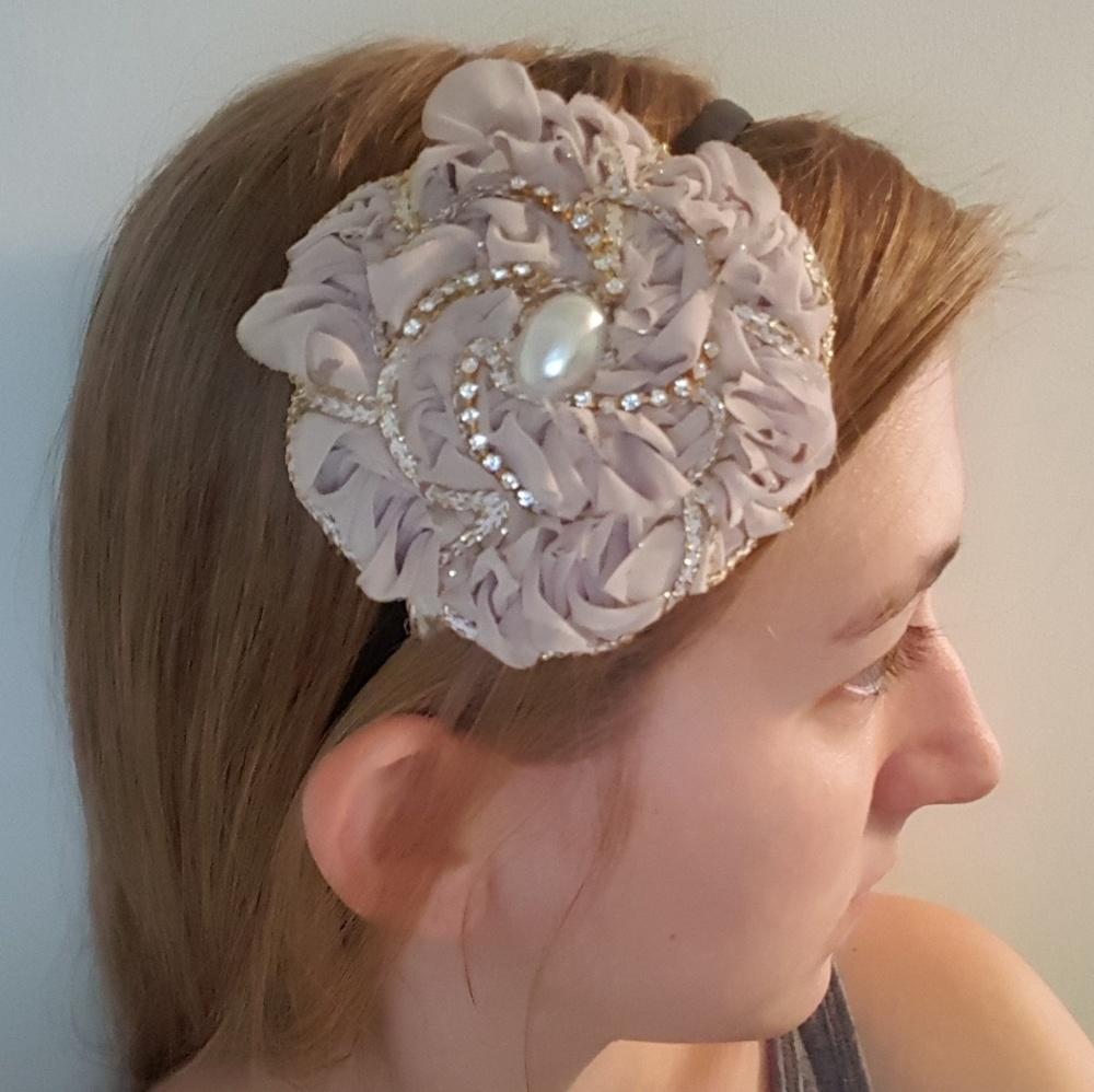 Flower and rhinestone headband