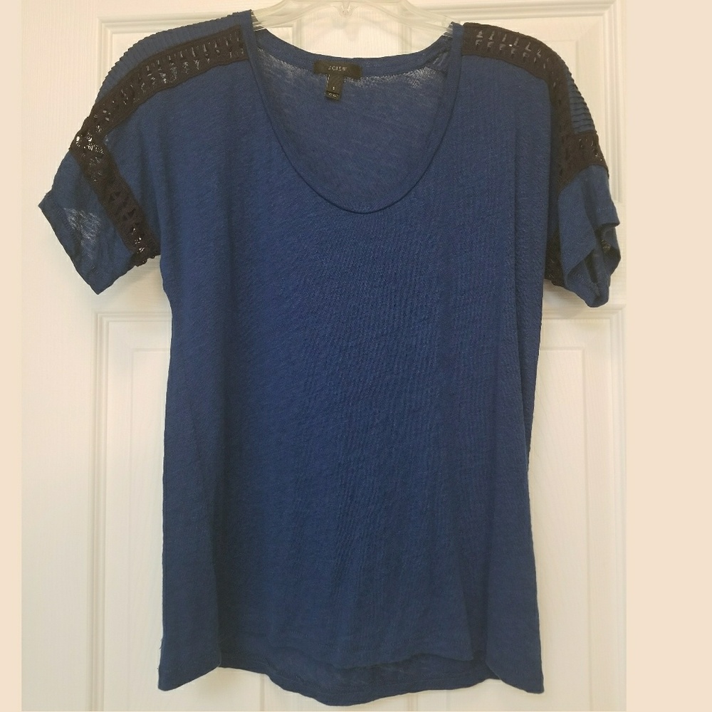 J. Crew linen/lace tee