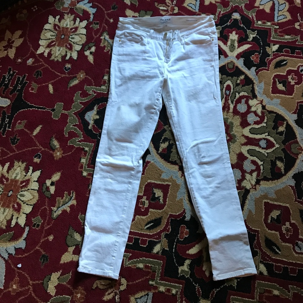 Frame denim le skinny white jeans 30