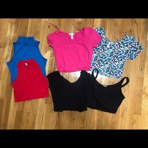 6 Crop tops, multi size!