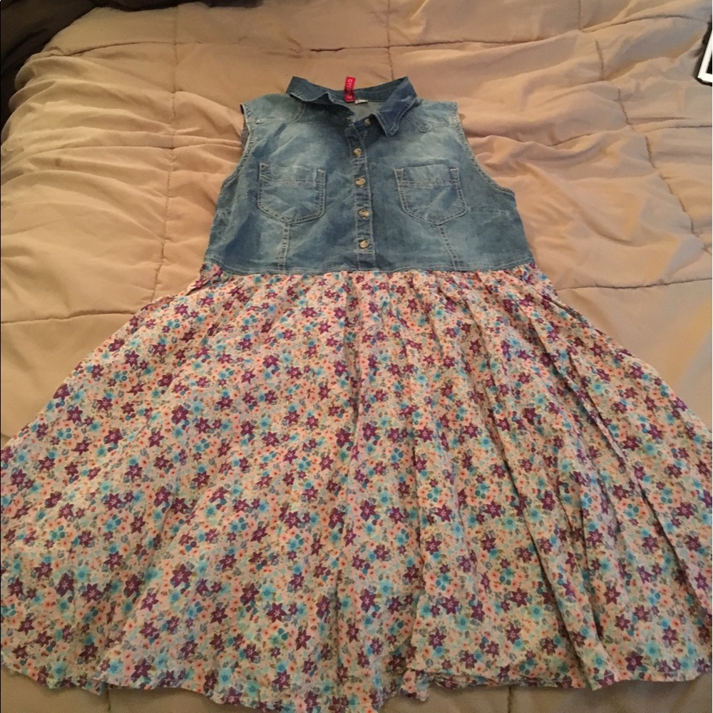 Denim floral combo dress