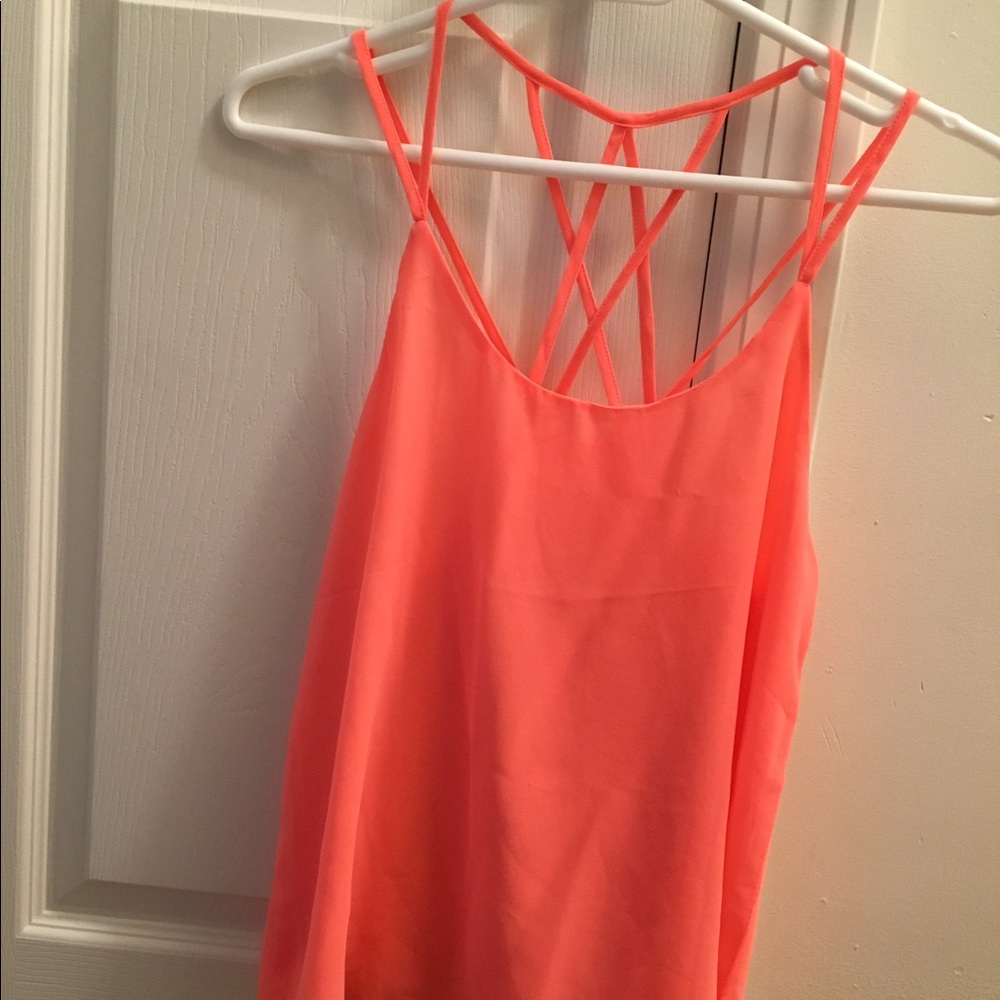 Coral strappy tank top, size small.