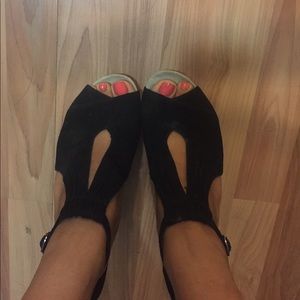 Earthies Suede Black Leather Heels Orthopedic