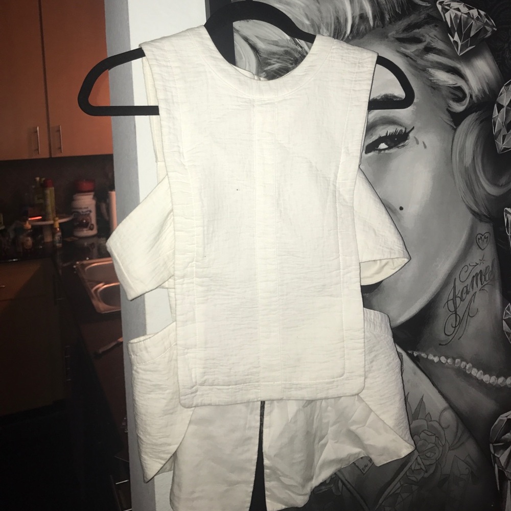 BCBG White Cut Out Top