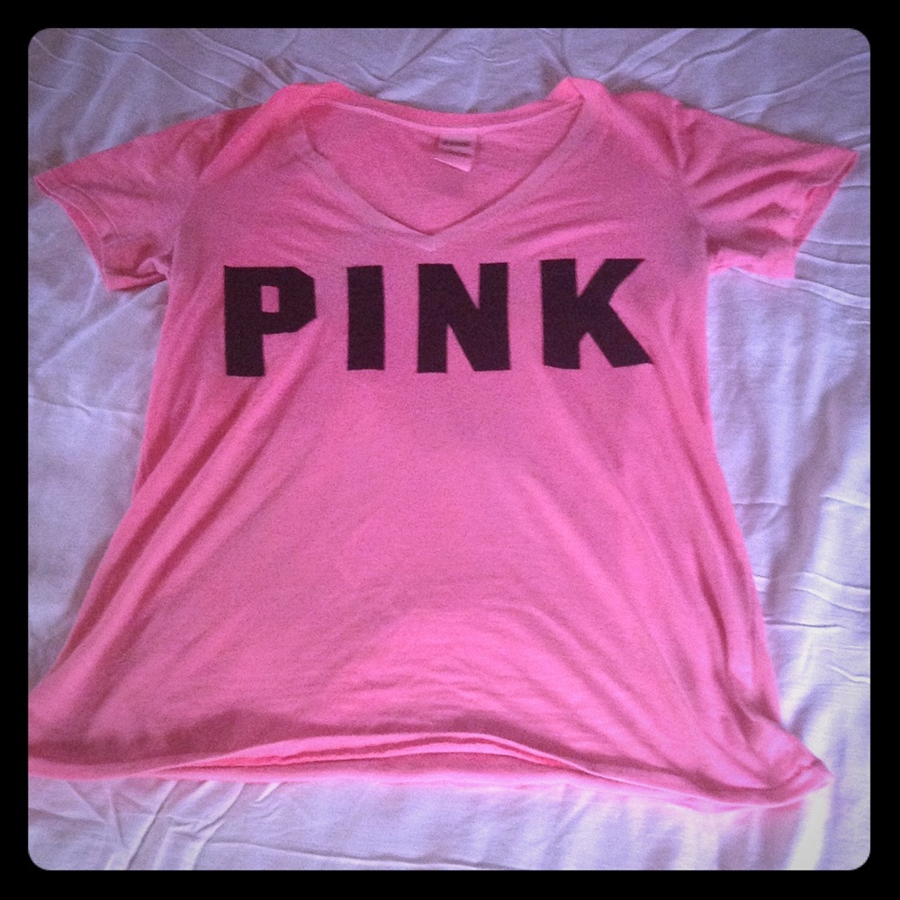 Hot Pink V-neck Tee