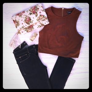 NWT Express Brown Suede Crop Top