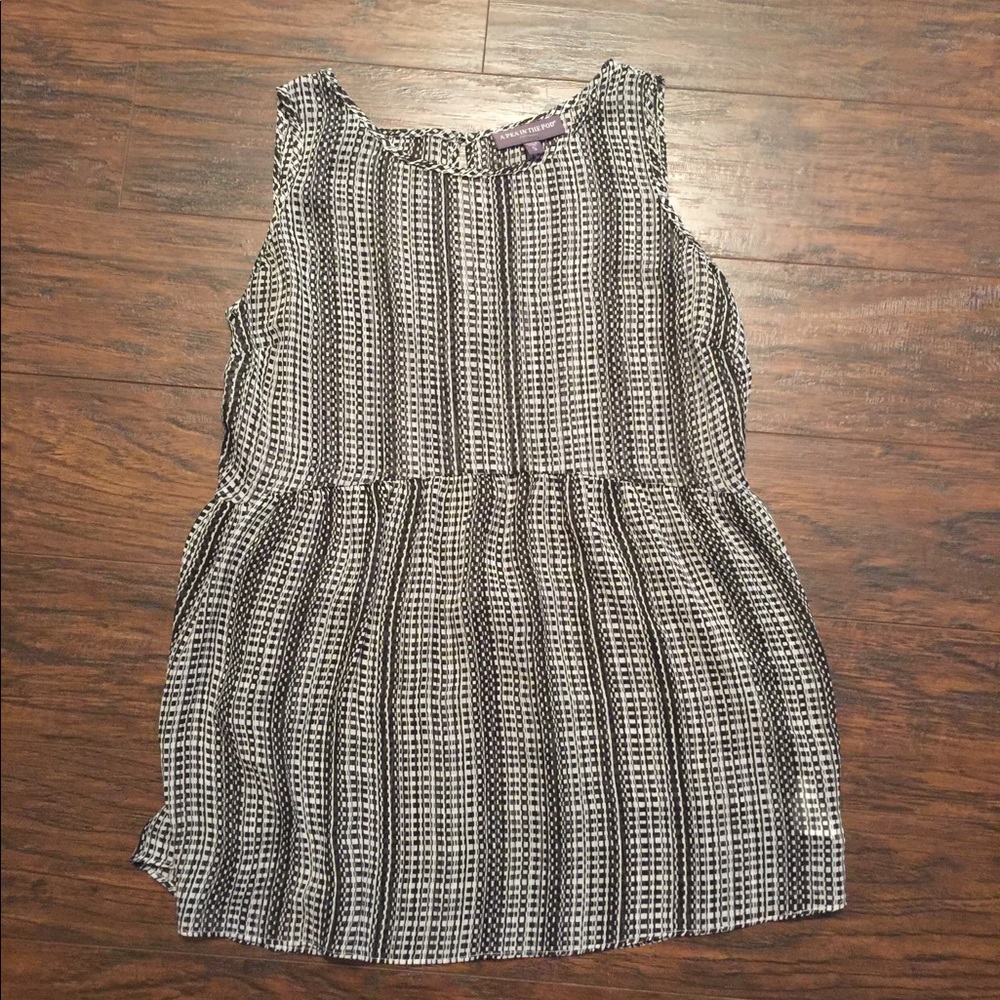 EUC Sheer Black And White Tank Top Blouse