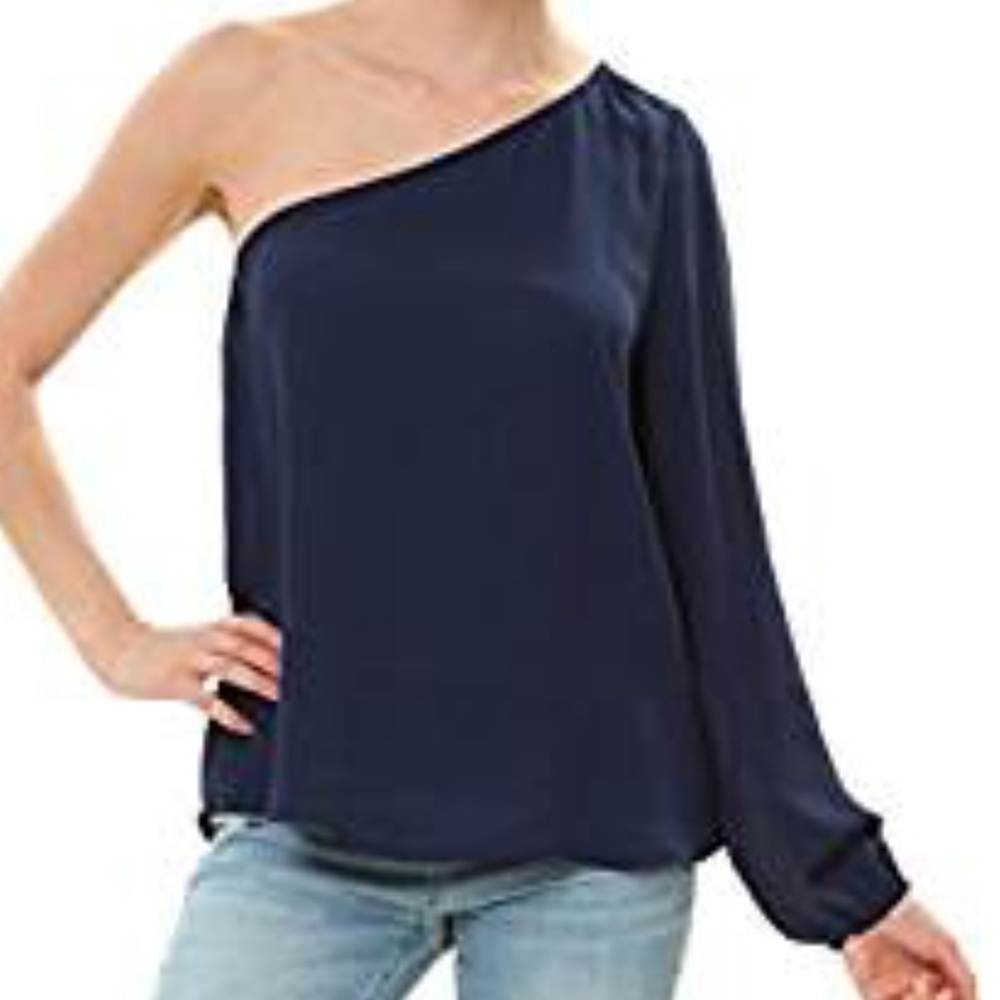 Naked Zebra one shoulder long sleeve blouse