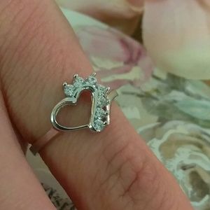 Genuine Solid .925 Silver Half Accented Heart Ring
