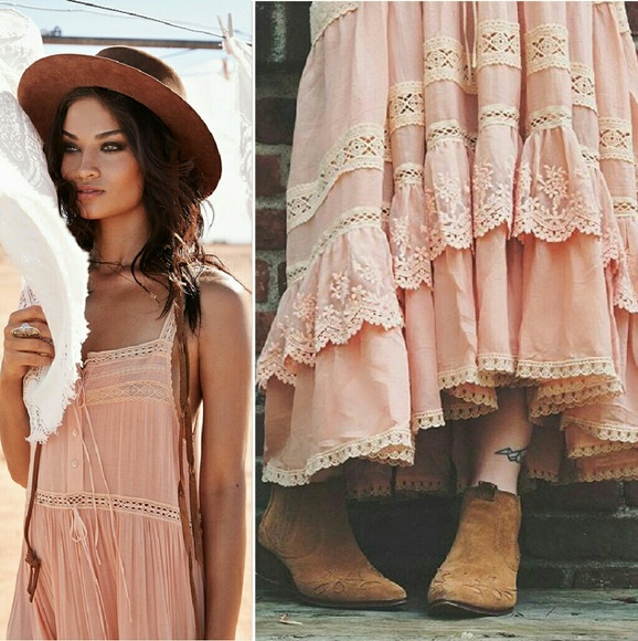 Spell designs prairie lace sun dress blush S rare - Picture 5 of 10