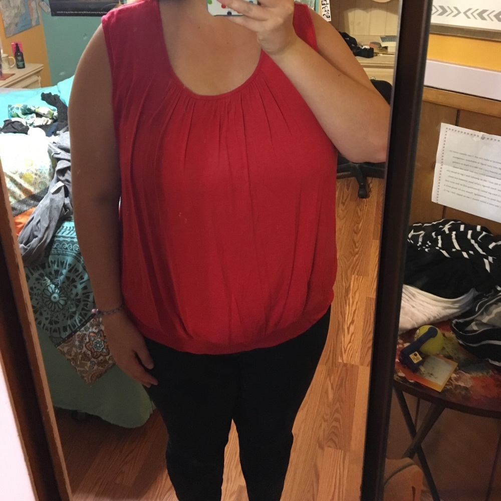 Flowing red blouse