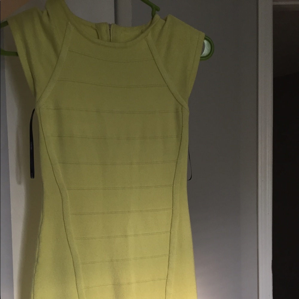 Bright yellow tight dress