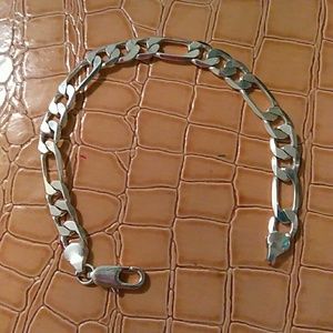 Silver Figaro 7 in bracelet