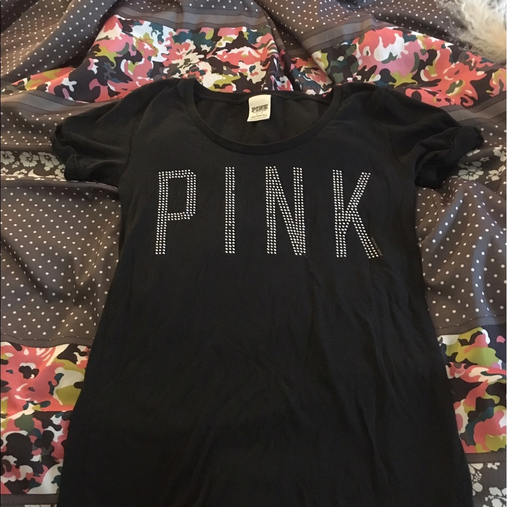 Black, bejeweled T-shirt from Pink