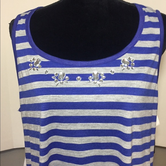 NEW  French Laundry Blue & GrayTunic Top Size 1X - Picture 3 of 4