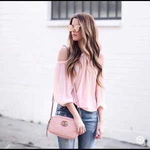 off the shoulder sheer chiffon blouse